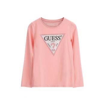 GUESS - Bluza cu imprimeu logo si strasuri