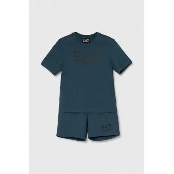 EA7 Emporio Armani set de bumbac pentru copii culoarea albastru marin