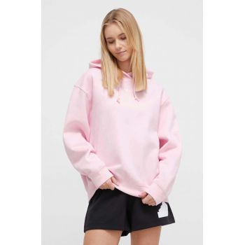 adidas Originals bluză Adicolor Essentials Boyfriend Hoodie femei, culoarea roz, cu glugă, uni, IR5927