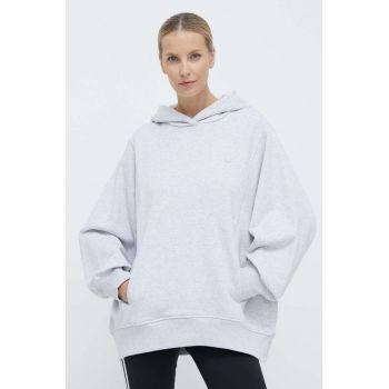 adidas Originals hanorac de bumbac Hoodie femei, culoarea gri, cu glugă, melanj, IX2344