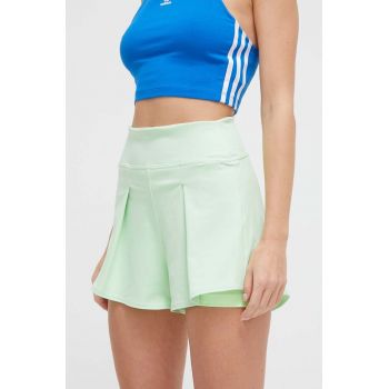 adidas Performance pantaloni scurți de antrenament Tennis Match culoarea verde, uni, high waist IS7252