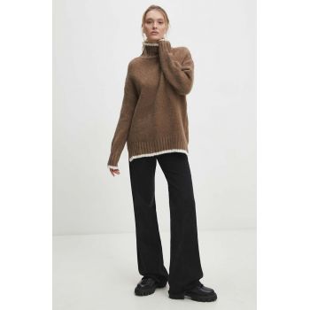 Answear Lab pulover femei, culoarea bej, cu turtleneck