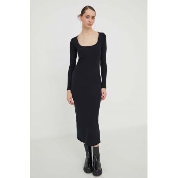 Hollister Co. rochie culoarea negru, midi, mulata