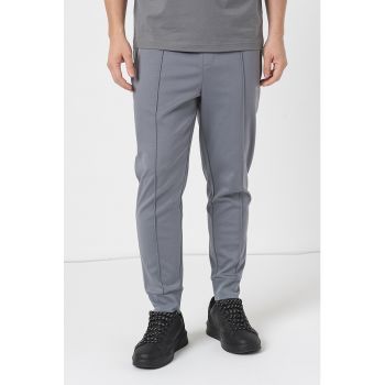 Pantaloni din amestec de bumbac cu snur de ajustare in talie