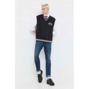 Tommy Jeans vestă de lână culoarea negru, subțire DM0DM18362