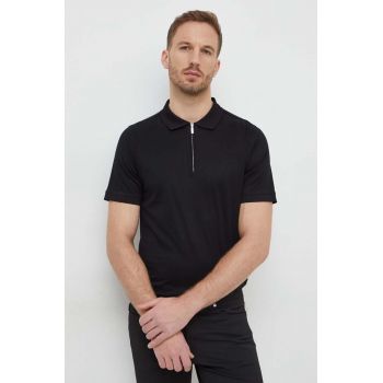 Karl Lagerfeld polo de bumbac culoarea negru, cu imprimeu