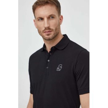 Karl Lagerfeld tricou polo barbati, culoarea negru, cu imprimeu ieftin