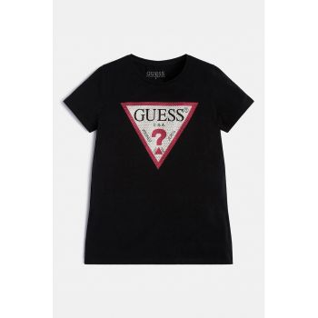 Guess - Tricou cu imprimeu logo si strasuri