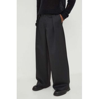 Won Hundred pantaloni din lână culoarea negru, drept 2708-14221