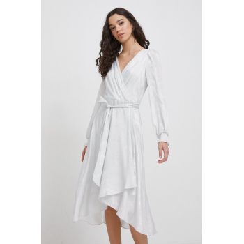 Dkny rochie culoarea argintiu, midi, evazati