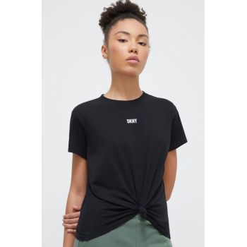 Dkny tricou din bumbac femei, culoarea negru