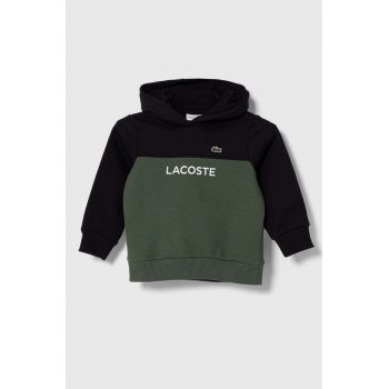 Lacoste bluza copii culoarea albastru marin, cu glugă, modelator