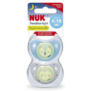 Set 2 suzete Nuk Night-Day din silicon M2 6-18 luni Bleu