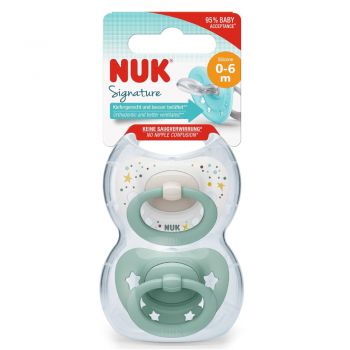 Set 2 suzete Nuk Signature Silicon M1 0-6 luni Verde