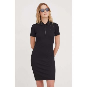 Lacoste rochie culoarea negru, mini, mulata