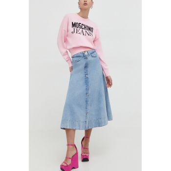 Moschino Jeans fusta jeans midi, evazati