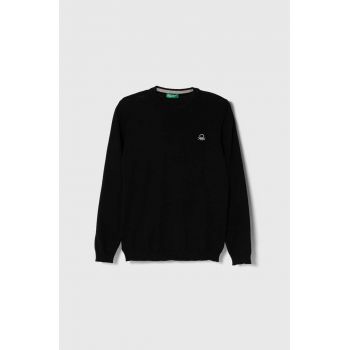 United Colors of Benetton pulover de bumbac pentru copii culoarea negru, light