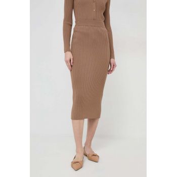 Weekend Max Mara fustă culoarea maro, midi, creion 2415300000000