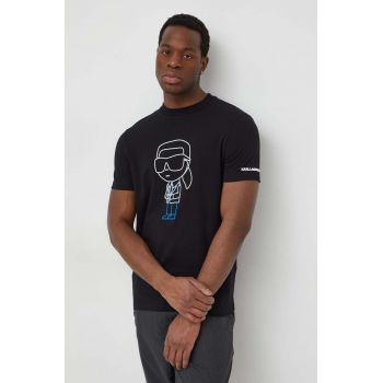 Karl Lagerfeld tricou bărbați, culoarea negru, cu imprimeu 541221.755401