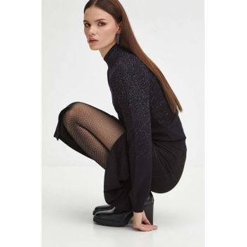 Medicine pulover femei, culoarea negru, light, cu turtleneck