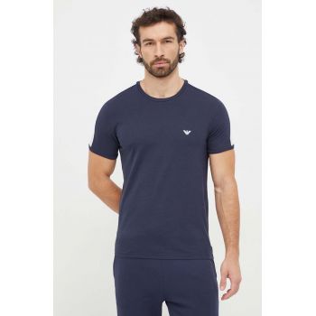 Emporio Armani Underwear tricou lounge culoarea albastru marin, cu imprimeu