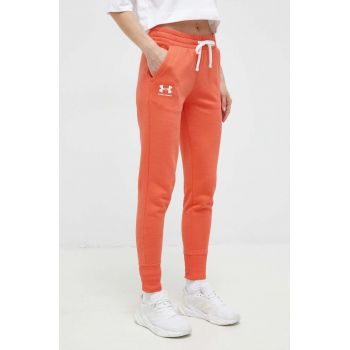 Under Armour pantaloni femei, culoarea portocaliu, melanj 1356416-035