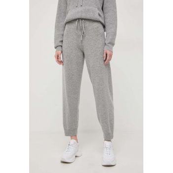 Weekend Max Mara pantaloni de trening lână culoarea gri, melanj 2415330000000