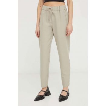 Bruuns Bazaar pantaloni femei, culoarea bej, high waist