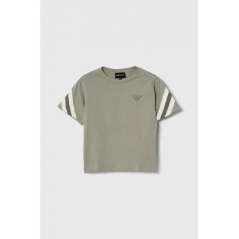 Emporio Armani tricou de bumbac pentru copii culoarea verde, cu imprimeu