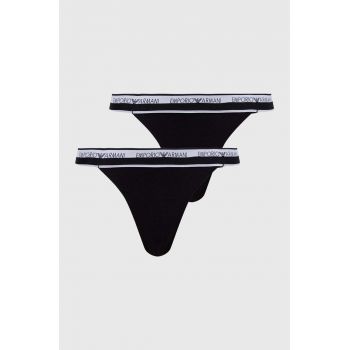 Emporio Armani Underwear tanga 2-pack culoarea negru ieftini