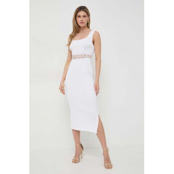 Liviana Conti rochie culoarea alb, midi, mulată F4SA19