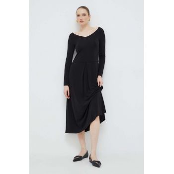 Max Mara Leisure rochie culoarea negru, midi, evazați 2416620000000