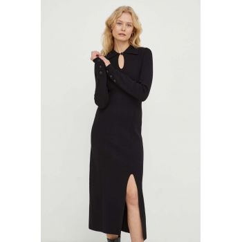 The Kooples rochie culoarea negru, midi, drept