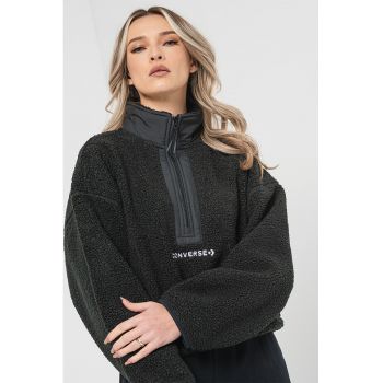 Bluza de trening din blana shearling sintetica cu maneci cazute