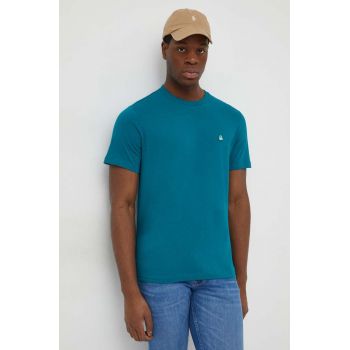 United Colors of Benetton tricou din bumbac barbati, culoarea verde, neted