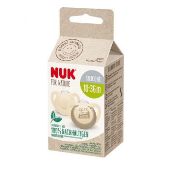 Set 2 suzete Nuk for Nature din silicon M3 18-36 luni crem