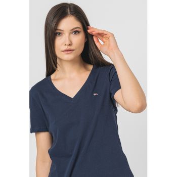 Tricou de bumbac organic cu decolteu in V