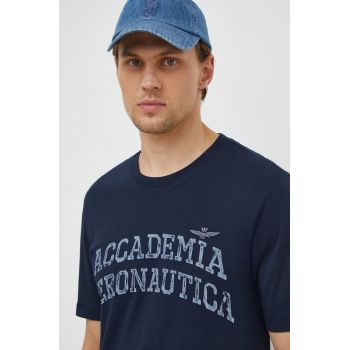 Aeronautica Militare tricou din bumbac barbati, culoarea albastru marin, cu imprimeu