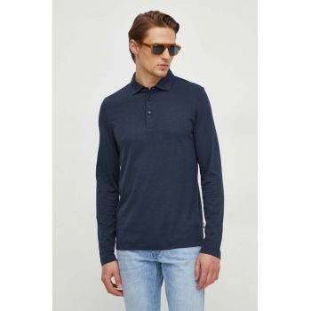 BOSS longsleeve bărbați, culoarea bleumarin, uni 50508850