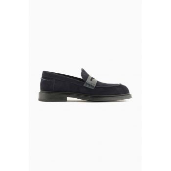 Emporio Armani mocasini din piele intoarsa barbati, culoarea negru, X4A184 XR111 E553