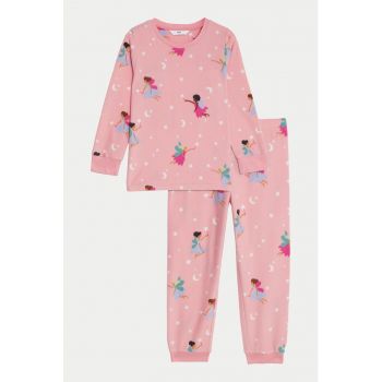 Pijama din material fleece cu imprimeu