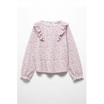 Bluza cu model floral si volane la reducere