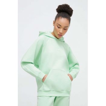 adidas bluză femei, culoarea verde, cu glugă, uni IW1277