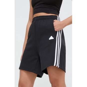 adidas pantaloni scurți femei, culoarea negru, cu imprimeu, high waist IP1543