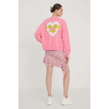 HUGO bluză femei, culoarea roz, cu imprimeu 50508524
