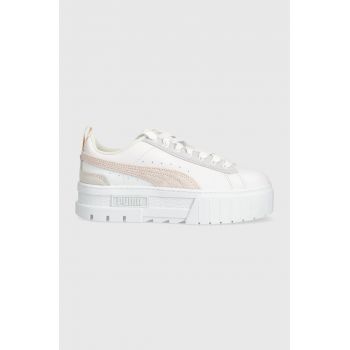 Puma sneakers din piele Mayze Mix Wns culoarea alb 387468