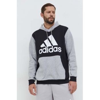 adidas bluză bărbați, culoarea negru, cu glugă, cu imprimeu IN0628