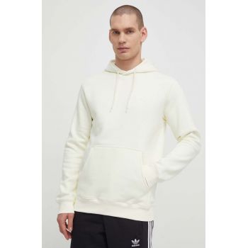 adidas Originals bluză Trefoil Essentials Hoody bărbați, culoarea bej, cu glugă, uni, IR7790