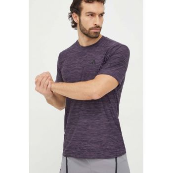 adidas Performance tricou de antrenament Training Essentials culoarea violet, cu model IT5400 de firma original