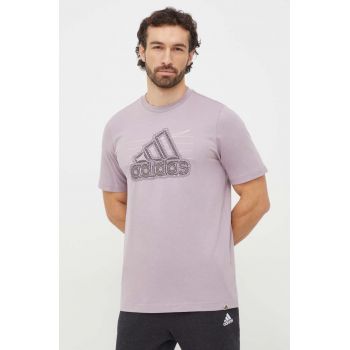 adidas tricou din bumbac bărbați, culoarea violet, cu imprimeu IN6270 de firma original